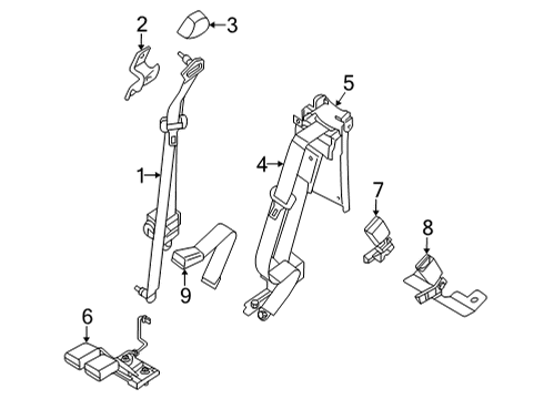 2022 Nissan Frontier Rear Seat Belts Bracket-Seat Belt Diagram for 86867-9BK0A