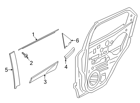 2019 Ford EcoSport Exterior Trim - Rear Door Applique Diagram for GN1Z-74291A09-A