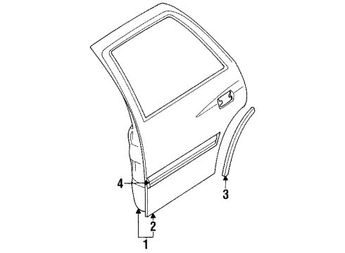 1995 Honda Passport Rear Door Panel, R. RR. Door (Outer) Diagram for 8-97108-185-0