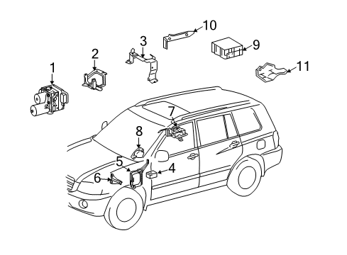 2007 Toyota Highlander Traction Control Components Computer Bracket Diagram for 89539-48050