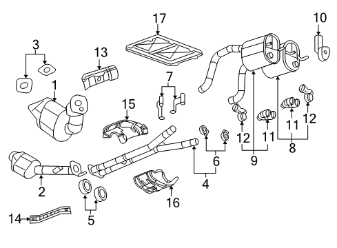 2006 Chevrolet Corvette Exhaust Components Exhaust Muffler Assembly (W/ Tail Pipe) Diagram for 15140217