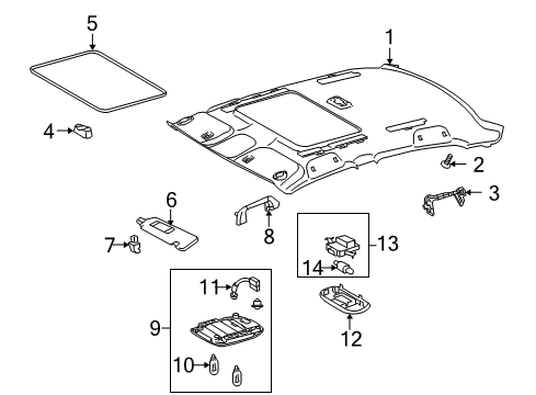 2013 Toyota Corolla Interior Trim - Roof Map Lamp Assembly Diagram for 81260-02340-B0