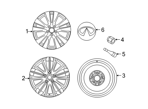 2012 Infiniti M35h Wheels, Covers & Trim "18-inch, Split 5-spoke Aluminum-alloy Wheel". 18-inch, Split 5-spoke Aluminum-alloy Wheel Front and Rear 18 x 8.0 (1-piece) Diagram for D0300-1M025