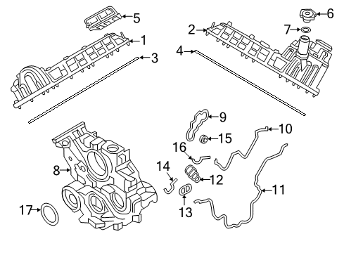 2018 Nissan Titan XD Valve & Timing Covers Pin-Dowel, Cylinder Block Diagram for 11022-EZ40A