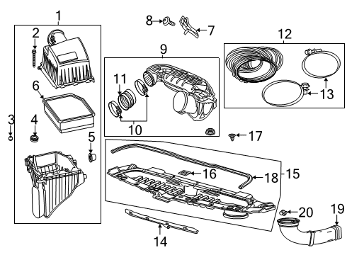 2020 Chevrolet Silverado 1500 Air Intake Outlet Tube Diagram for 84699530