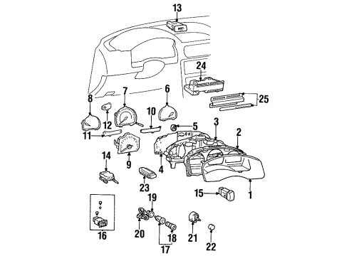 1996 Toyota Paseo Switches Face Plate Diagram for 55519-16140