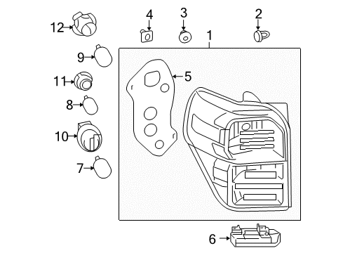 2010 Toyota 4Runner Bulbs Socket Diagram for 90075-60025