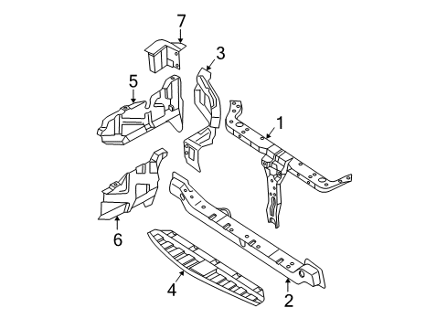 2005 Hyundai Tiburon Radiator Support Air Radiator Side Guard, Left Diagram for 29135-2C200