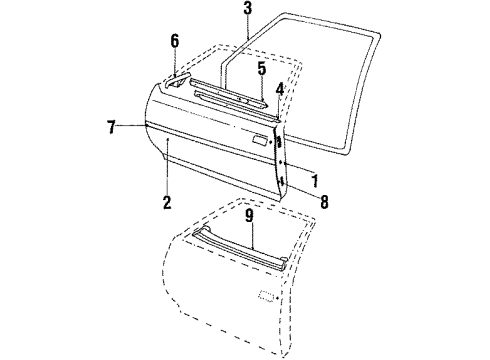 1990 Chevrolet Celebrity Front Door S/Strip Asm Front Door * Diagram for 17991811