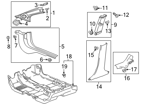 2016 Chevrolet Spark Interior Trim - Pillars, Rocker & Floor Weatherstrip Pillar Trim Diagram for 42550452