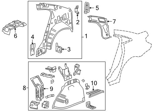 2012 Chevrolet Cruze Inner Structure - Quarter Panel Inner Wheelhouse Diagram for 22865771