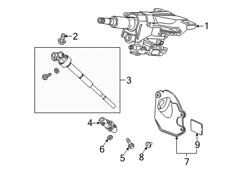 2011 Acura ZDX Steering Column & Wheel, Steering Gear & Linkage Joint Cover, Steering Diagram for 53320-SZN-A20