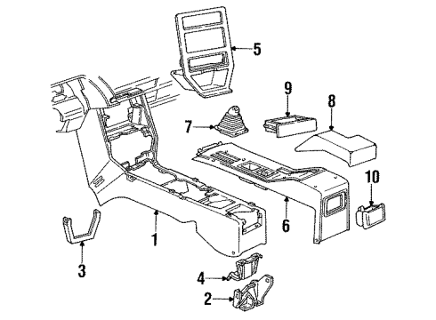 1990 Chevrolet Cavalier Floor Console Console Asm - Front Floor Medium Beechwood Diagram for 22555522