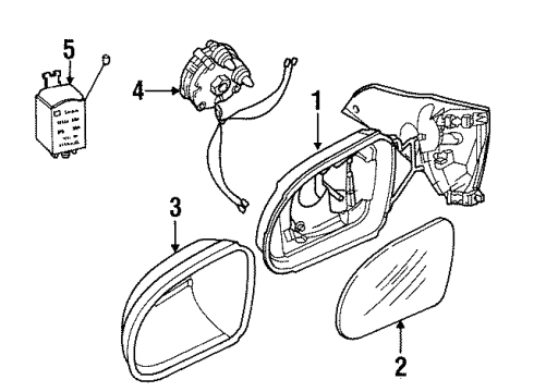 1998 Cadillac Catera Window Defroster Mirror, Outside Rear View Diagram for 90494809