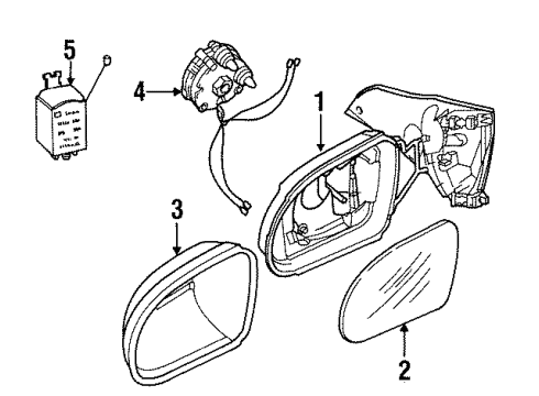 1998 Cadillac Catera Window Defroster Mirror, Outside Rear View(Reflector Glass) Diagram for 90565909