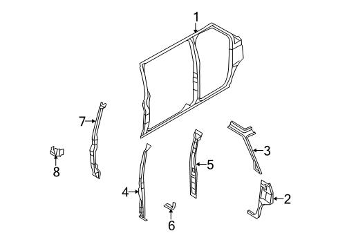 2012 Ford E-350 Super Duty Uniside Hinge Pillar Reinforcement Diagram for F2UZ-1522842-A