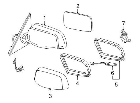 2004 BMW 645Ci Outside Mirrors Mirror Glass, Heated, Plane, Left Diagram for 51167116747