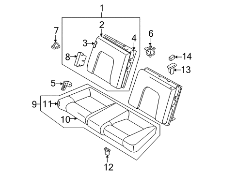 2006 Hyundai Tiburon Rear Seat Components Cushion Assembly-Rear Seat Diagram for 89100-2C110-ECB