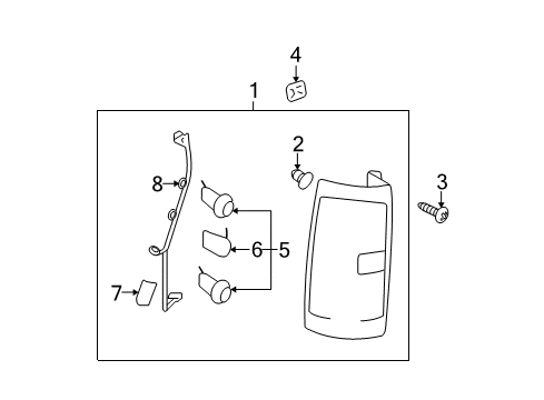 2010 Chevrolet Avalanche Bulbs Combo Lamp Assembly Diagram for 22739264