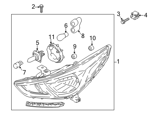 2021 Hyundai Accent Headlamps Headlamp Assembly, Right Diagram for 92102-J0120