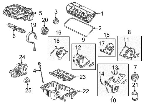 2015 Honda Odyssey Filters Element Assembly, Air Cleaner Diagram for 17220-RV0-A00