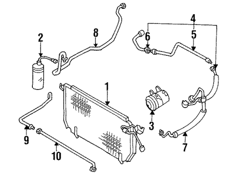 1990 Nissan 240SX Air Conditioner Tube Front Cooler High C Diagram for 92443-40F20