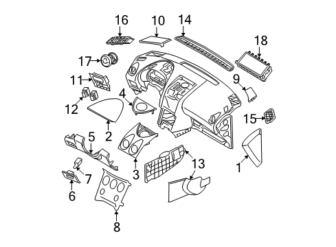 2009 Nissan Rogue Cluster & Switches, Instrument Panel Socket & Bulb Diagram for 24860-JM01A