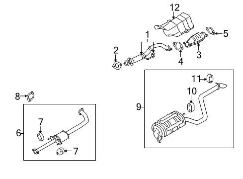 2008 Hyundai Elantra Exhaust Components Tail With Muffler Pipe Diagram for 28700-2H300