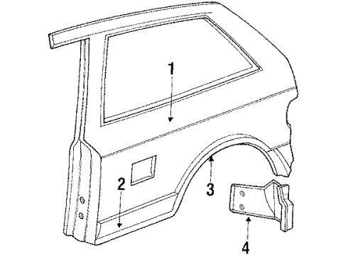 1991 Honda Civic Quarter Panel & Components Protector, R. RR. Fender Diagram for 75304-SH3-A02