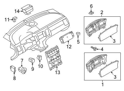 2017 Ford Flex Cluster & Switches Cluster Assembly Diagram for HA8Z-10849-AA