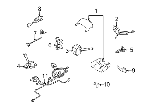 2009 Cadillac SRX Switches Cover Kit, Steering Column Trim Diagram for 19168052