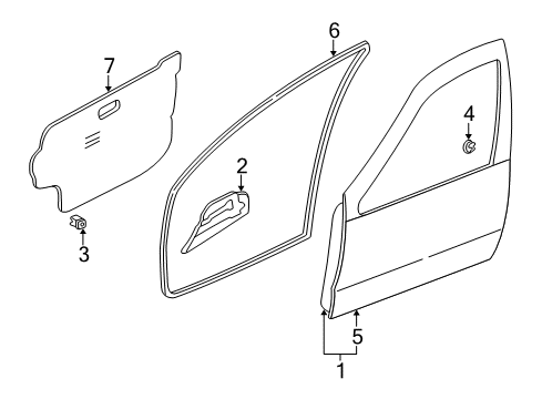 1997 Nissan Pathfinder Front Door Grommet Diagram for 01658-00163