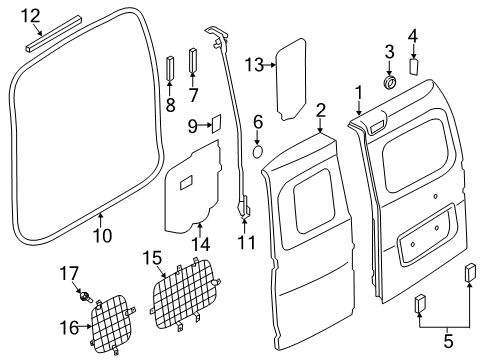 2021 Nissan NV200 Door & Components Weatherstrip-Back Door Opening Diagram for 90832-3LM0D