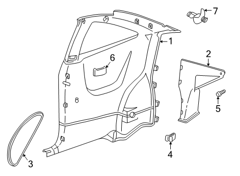1996 Pontiac Sunfire Interior Trim - Quarter Panels Panel Asm, Quarter Trim <Use 1C4M 0502A> Diagram for 12364499