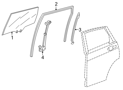 2015 Honda CR-V Rear Door Runchannel, Right Rear Door Diagram for 72735-T0A-A01