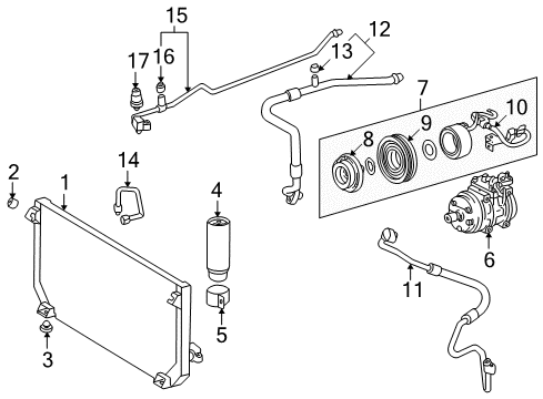 2001 Toyota Corolla A/C Condenser, Compressor & Lines Compressor Diagram for 88320-02050-84