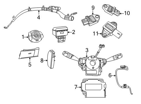 2013 Fiat 500 Air Bag Components Sensor-Pressure Diagram for 68170696AA