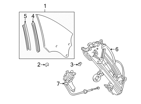 2004 Lexus SC430 Quarter Window Motor Assy, Power Window Regulator, RH Diagram for 85720-24050