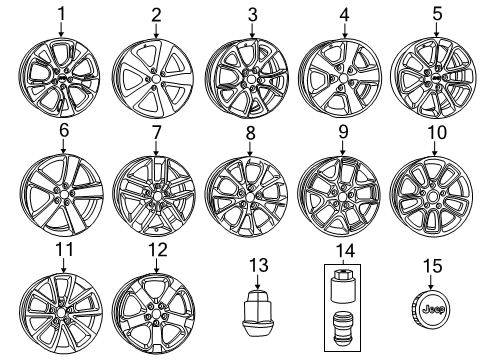 2019 Jeep Grand Cherokee Wheels, Covers & Trim Lock Set-Wheel Diagram for 4726155AA