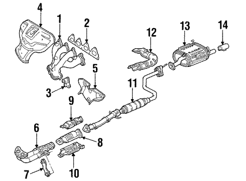1996 Honda Civic del Sol Exhaust Components Pipe B, Exhuast Diagram for 18220-SR2-305