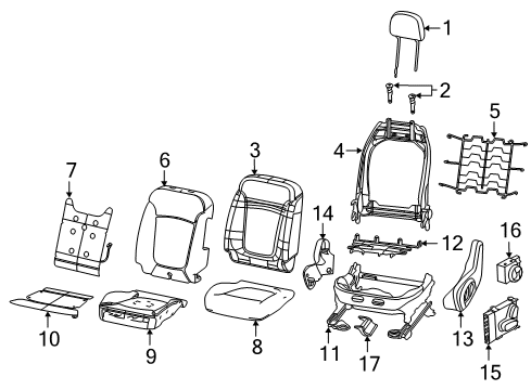 2019 Jeep Compass Driver Seat Components Seat Cushion Foam Diagram for 68272260AB