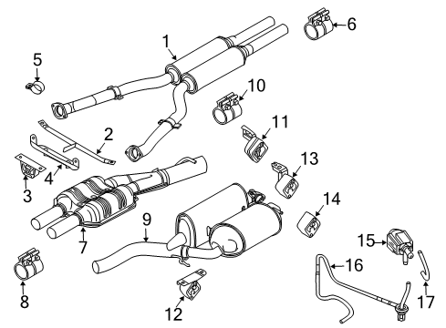 2004 BMW 760Li Exhaust Components Rear Exhaust Flap Muffler Diagram for 18307551711