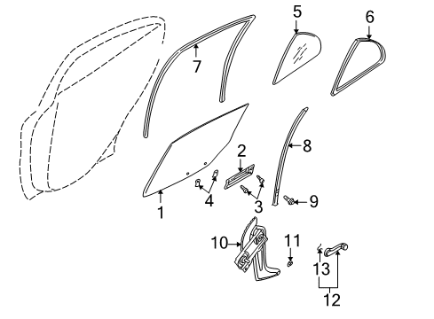 2003 Kia Rio Rear Door Chan-Glass Run, RH Diagram for 0K30A72605