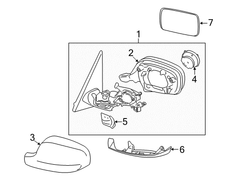 2017 BMW X3 Mirrors Outside Mirror Without Glass Heated Right Diagram for 51167395214