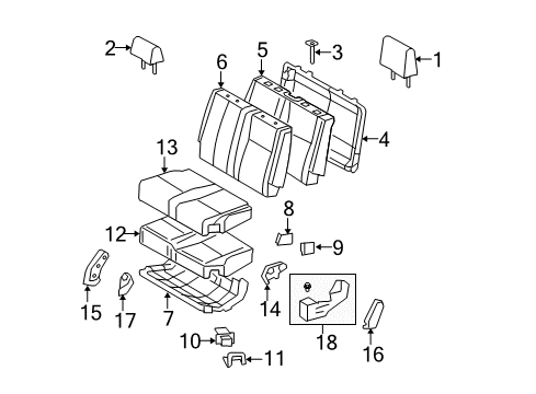 2009 Toyota Tundra Rear Seat Components Lock Assembly Diagram for 72094-0C020