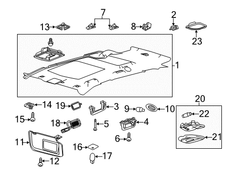 2011 Lincoln MKT Interior Trim - Roof Interior Bulb Diagram for F58Z-13466-A
