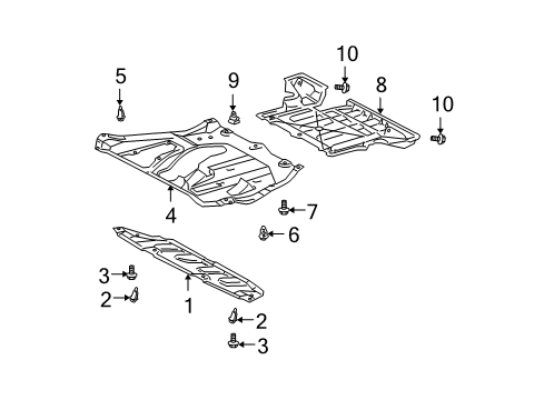 2004 Lexus RX330 Splash Shields Cover Assy, Engine Under Diagram for 51440-0E010