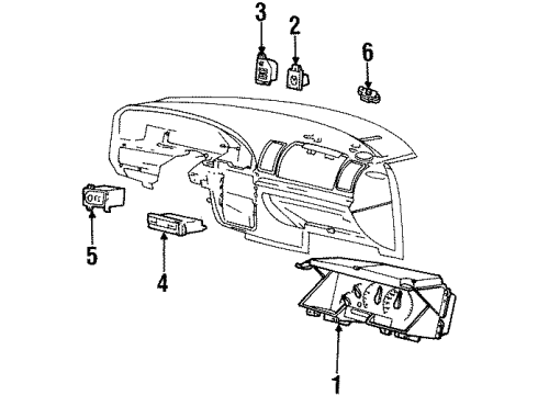 1999 Lincoln Continental Cluster & Switches Cluster Assembly Diagram for XF3Z-10849-AA