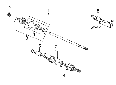 2011 Honda Insight Drive Axles - Front Driveshaft Assembly, Driver Side Diagram for 44306-TF0-N01