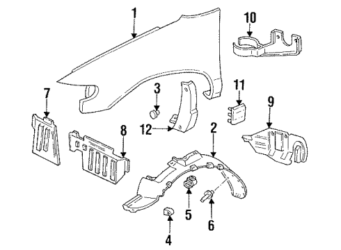 1994 Mercury Villager Fender & Components, Exterior Trim Body Side Molding Diagram for YF5Z16A039CAPTM